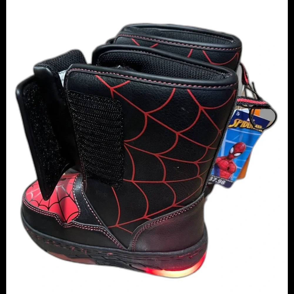 Marvel Spider-Man Boots Toddler Size 6 Light Up Snow Winter Red Black Boys